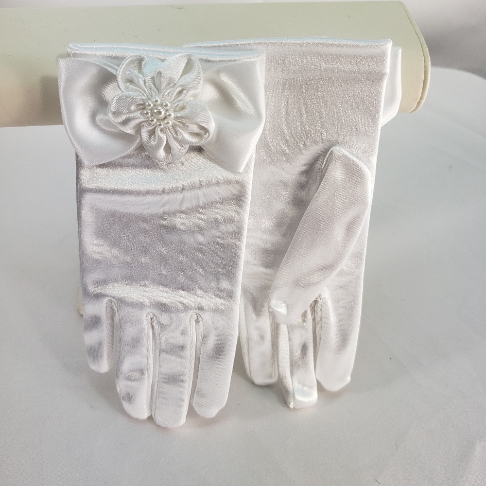 3 PAIRS US ANGEL WHITE SATIN GLOVES STYLE G1 SMALL